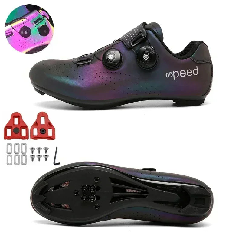 Chaussures de cyclisme sur route pour hommes, respirantes, avec taquet