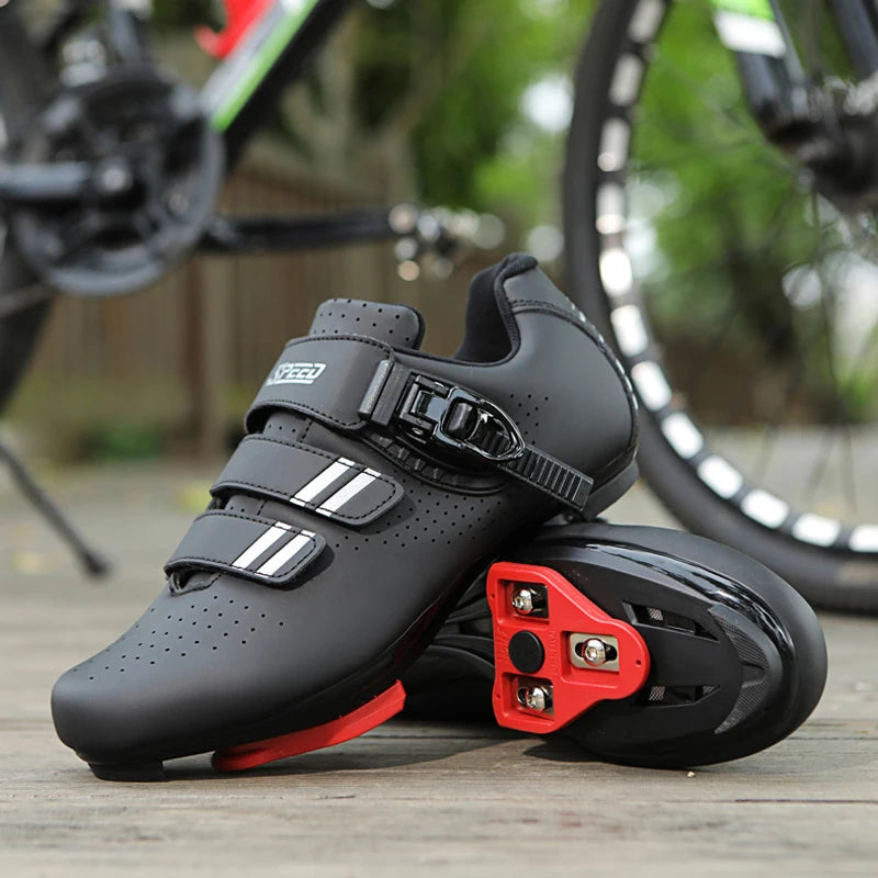 Chaussures de cyclisme sur route pour hommes, respirantes, avec taquet