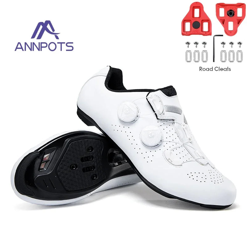 Chaussures de cyclisme sur route pour hommes, respirantes, avec taquet
