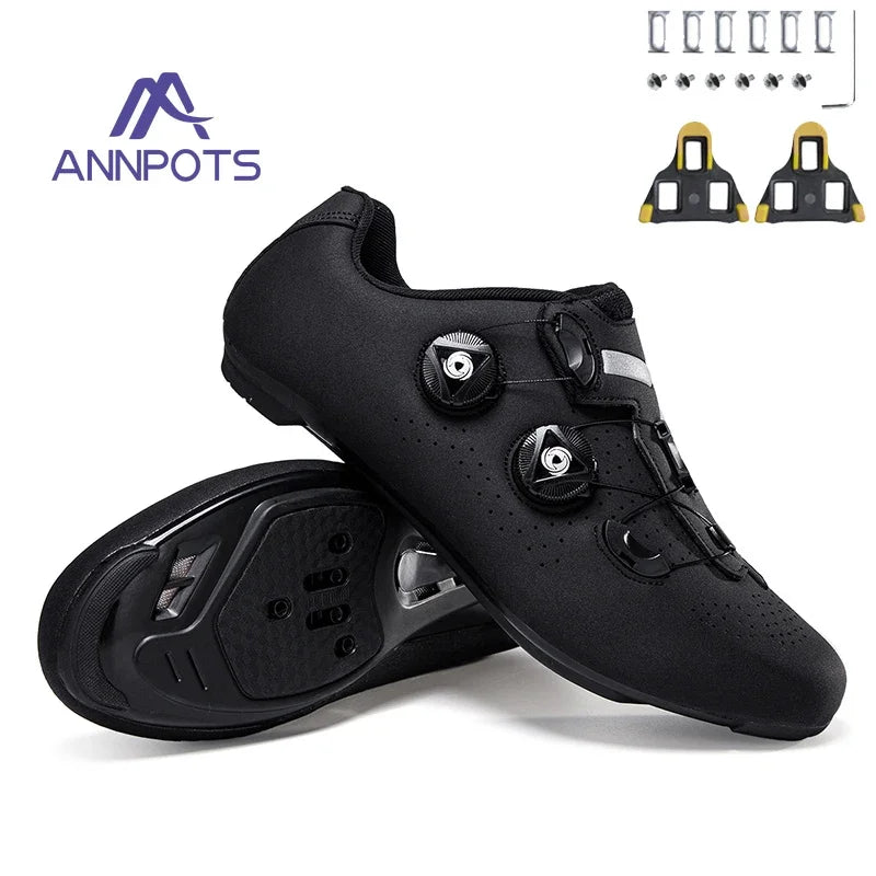 Chaussures de cyclisme sur route pour hommes, respirantes, avec taquet