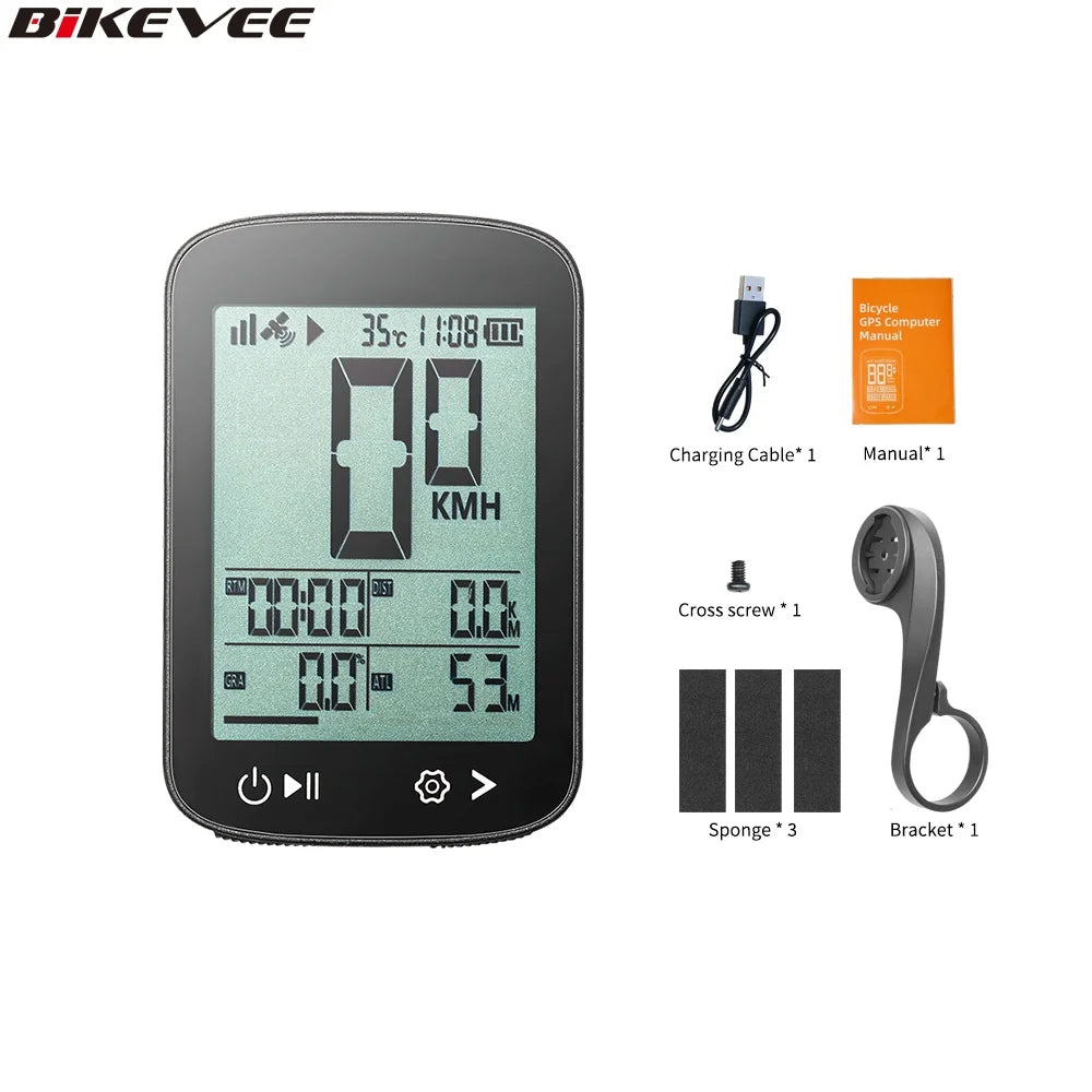 Ordinateur de vélo GPS sans fil, écran LCD 2.4, compteur de vitesse,